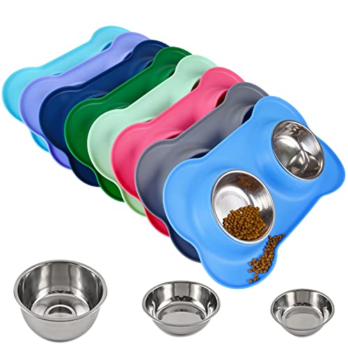 Juqiboom Hundenäpfe aus Edelstahl, 2 Stück, für Wasser- und Futterspender mit auslaufsicherer, rutschfester Silikonmatte für Haustiere, Welpen, kleine, mittelgroße Katzen, Hunde Juqiboom Hundenäpfe aus Edelstahl, 2 Stück, für Wasser- und Futterspender mit auslaufsicherer, rutschfester Silikonmatte für Haustiere, Welpen, kleine, mittelgroße Katzen, Hunde von Juqiboom