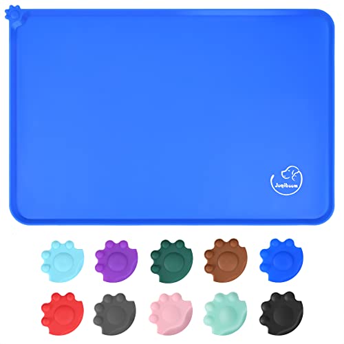 Juqiboom Silikon-Futtermatten für Hunde und Katzen, rutschfest, leicht zu reinigen, 47 x 29,2 cm, Marineblau von Juqiboom