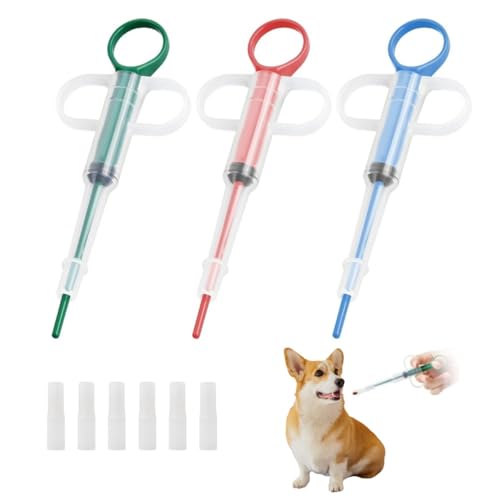Jushion 3 Stück Tabletteneingeber Katze, Tablettengeber für Katzen,Tabletten Spritze Katze,Tablette Feeder,Tabletteneingeber,Haustier Medikamenten Feeder, Medikamenten-Feeder Pet von Jushion