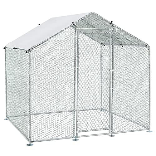 Juskys Freilaufgehege 2x2x2m - Hühnerstall aus Metall begehbar mit 4 m² Lauffläche, Tür & Riegel - Freigehege für Hühner, Kleintiere & Pflanzen von Juskys