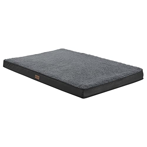 Juskys Hundebett Milow orthopädisch 112x81cm - flauschig & stabil - Bezug abnehmbar & waschbar - Hundekissen Hundematte für große Hunde - Grau von Juskys