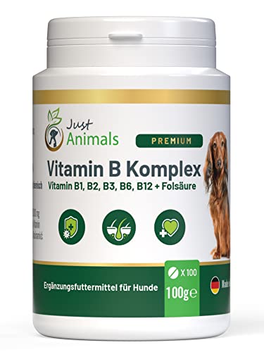 Just Animals Vitamin B Komplex Tabletten für Hunde mit Folsäure - Unterstützt Fell & Haut - 100 Tabletten Just Animals Vitamin B Komplex Tabletten für Hunde mit Folsäure - Unterstützt Fell & Haut - 100 Tabletten von Just Animals