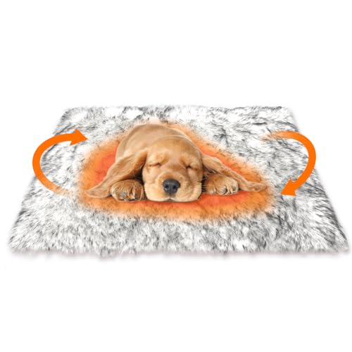 Hundebett-Teppich aus Kunstfell, wasserdicht, Plüsch-Hunde-Schlafmatte, weiche Hundehüttenmatte, selbstwärmendes Katzenbett, Haustierbox-Pad, Hundebereich, rutschfeste Unterseite, waschbar, von JustPawpal