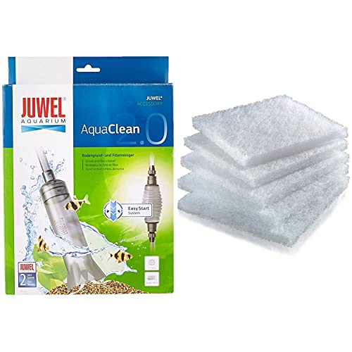 JUWEL Aquarium 87022 AquaClean 2.0 - Bodengrund- und Filterreiniger, Einheitsgröße, transparent & 88049 BioPad Filterwatte, M (Compact) von Juwel Aquarium