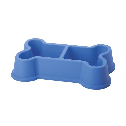 Doppelnapf (BLAU) in Knochenform mit Gummifüßen von Juypal
