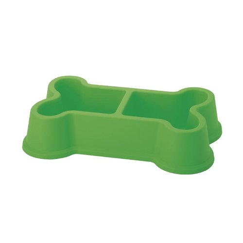 Doppelnapf (GRÜN) in Knochenform mit Gummifüßen von Juypal