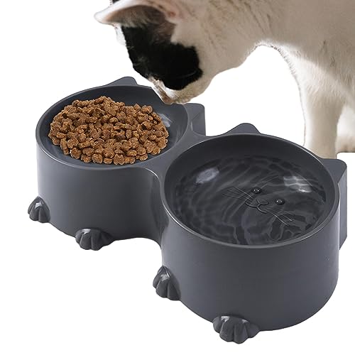 Erhöhte Katzennäpfe für Futter und Wasser | Katzen-Design, geneigtes, erhöhtes Wasser- und Futternapf-Set für Haustiere | Erhöhte Welpennäpfe für kleine Hunde, Wasser- und Futternapf-Set für Juzinqu von Juzinqu