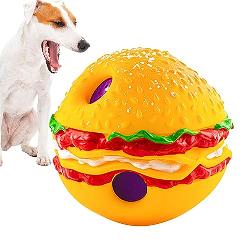 Juzinqu Hundespielzeugball - Beißring für Hunde in Hamburgerform, mit Quietschbällen, PVC - Bissfestes interaktives Ballspielzeug in leuchtenden Farben für Haustiere, Katzen, Hunde, Kätzchen von Juzinqu