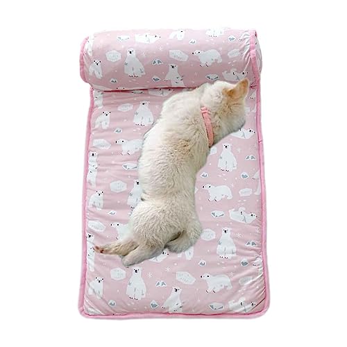 Juzinqu Katzen Hunde Kühlmatte | 2-in-1 Kühlbett für Hunde Katze | Selbstkühlende Katze Kühlmatte aus Eisseide mit Kissen | Sommer Kühldecke, Matten, Haustierbett für Welpen, Kätzchen Juzinqu Katzen Hunde Kühlmatte | 2-in-1 Kühlbett für Hunde Katze | Selbstkühlende Katze Kühlmatte aus Eisseide mit Kissen | Sommer Kühldecke, Matten, Haustierbett für Welpen, Kätzchen von Juzinqu
