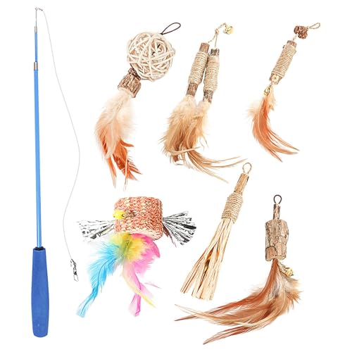 Cat Feather Wand Toy, Interactive Cat Toys, Pet Teaser Wands, Cat Wand Toy Set, Multifunctional Pet Teaser Wand Toys for Exercising and Catching, Portable Feather Toys for Playtime and Bonding Cat Feather Wand Toy, Interactive Cat Toys, Pet Teaser Wands, Cat Wand Toy Set, Multifunctional Pet Teaser Wand Toys for Exercising and Catching, Portable Feather Toys for Playtime and Bonding von Jvjggag