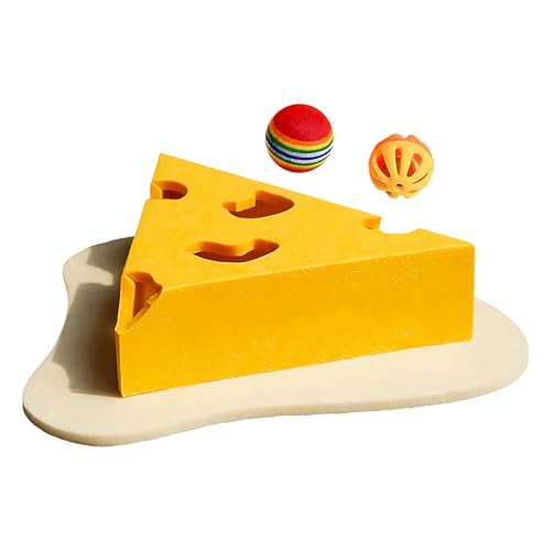 Cat Scratcher Toy, Cheese Design Kitten Scratch Pad with Claw Sharpening Holes, Felt Educational Digging Board for Small Medium Large Pets, Indoor Cat Activity Toy von Jvjggag