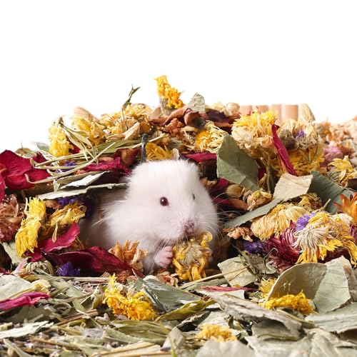 Gerbilbettwäsche - getrocknete Blumenhamsterbettwäsche für Geruchskontrolle | Feuchtigkeitsabsorbierende Matte mit beruhigenden Düften, 100 g natürliche Bettwäsche für kleine Haustiere, Frettchen, Mee Gerbilbettwäsche - getrocknete Blumenhamsterbettwäsche für Geruchskontrolle | Feuchtigkeitsabsorbierende Matte mit beruhigenden Düften, 100 g natürliche Bettwäsche für kleine Haustiere, Frettchen, Mee von Jvjggag