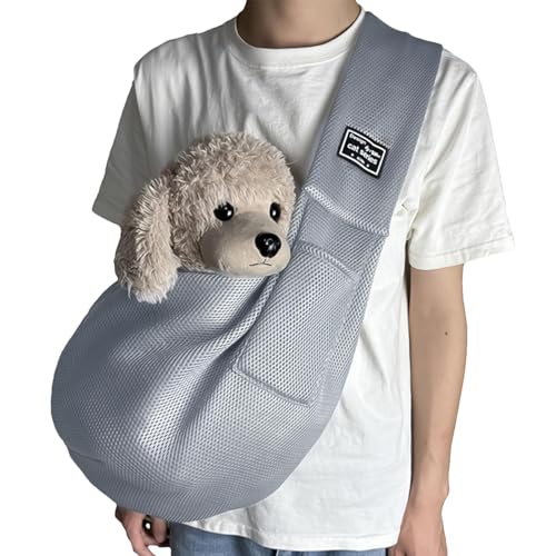Hundetragetasche, Hundetragetasche für kleine Hunde, Hundetragetasche, Welpenschlinge, atmungsaktive Haustier-Tragetasche, Polyester-Haustier-Tragetaschen, graue Tragetasche, 75 x 65 x 3 cm, für von Jvjggag
