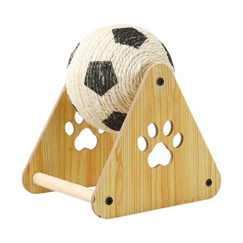 Jvjggag Cat Scratcher Ball, Interactive Spherical Toy, Wooden Stable Base, Durable Sisal Nail File, Enrichment Exercise for Playful Pets, Indoor Boredom Relief von Jvjggag