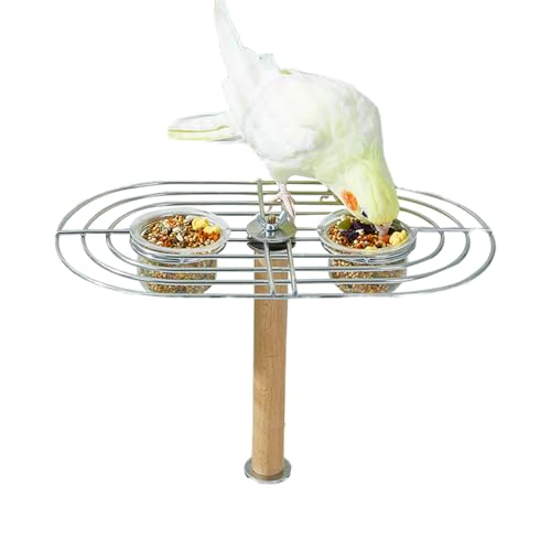 Jvjggag Vogelschalen | -Sitzstange mit Ständer, Spielzeug, transparente Vogel-Futternäpfe für Balkon, Sittiche, Sonnenvögel, Terrasse, Hinterhof, Graupapageien, Nymphensittiche, Finken, Aras von Jvjggag
