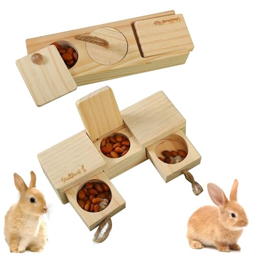 -Leckerli-Spender, Haustier-Hamster, Futter-Holzspielzeug, Kleintier-lustiges Spielzeug für Kaninchen, Hasen, Chinchillas und Rennmäuse von Jvjggag