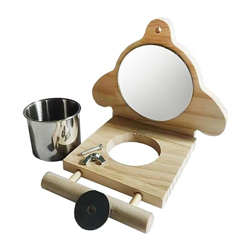 Vogelkäfig-Sitzstange, Sittichfutter, Wasser-Futterstation, Vogel- -Sitzstange mit Spiegel und Futterbechern, Käfigspielspielzeug für Sittiche, Sittiche, Sittiche, Sittiche, Sittiche, von Jvjggag