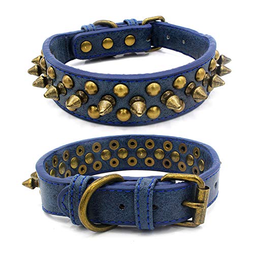 Jxinrong verstellbares Halsband aus PU-Leder für Katzen, Welpen und Hunde, S(10.6"-13" Neck), marineblau von Jxinrong