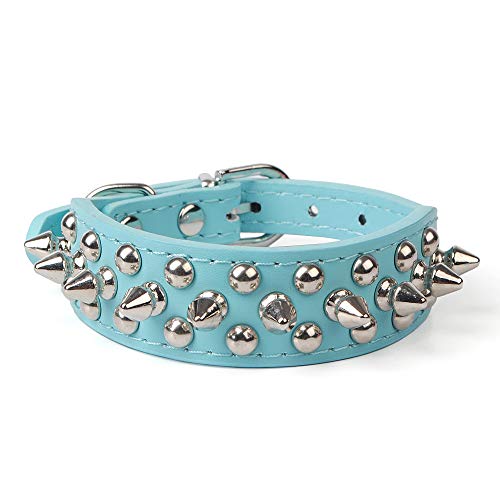 Jxinrong verstellbares Halsband aus PU-Leder für Katzen, Welpen und Hunde, XXS(6.3"-8.2" Neck), blau von Jxinrong