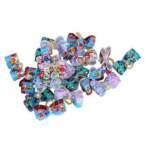 20pcs niedliche Haustierhundhaarbögen Schöne Bogenknotenpflegebögen mit Gummibändern von Jxngery