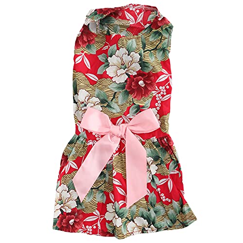 Haustier Sommer niedliche Kleidung Mädchen Dog Polyester ärmellose Rockkleider mit Bug auf dem Rücken für kühle Sommerdesign -Hundekleidung (XZD300 rot l) von Jxngery