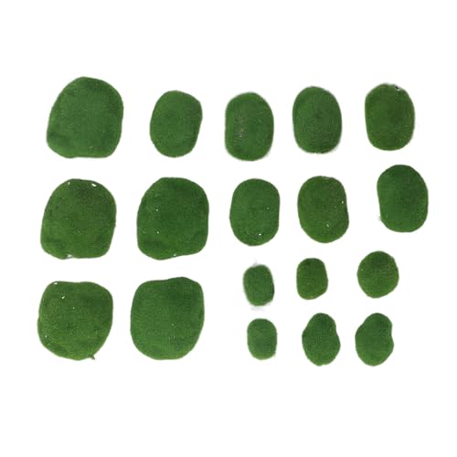 Jxngery Künstliche Moosfelsen schöne Kunst mit künstlich bedeckten Steinen Aquarium grün 18pcs von Jxngery