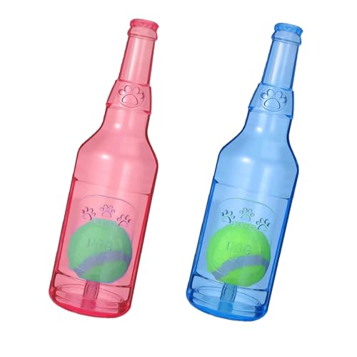 Jyinelx Hundespielzeug in einer Flasche, Hundespielzeug, Ball in Flasche, Hundespielzeug, Wasserflasche, Cruncher, für große und kleine Do-G (Blau, Rot) von Jyinelx
