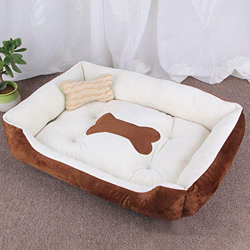 Hundematte mit Knochenmuster, groß, weich, warm, Größe: L 80 x 60 x 15 cm (Schwarz/Rot) (Farbe: Grau-Weiß) (Braun-Weiß) von Jyuiipcz