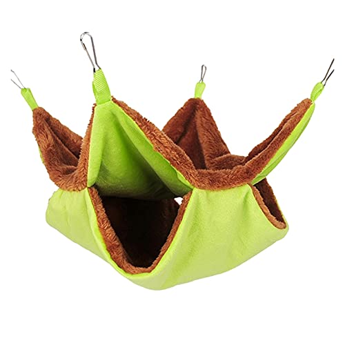 Jyuiipcz Haustier-Hängematte, Plüsch-Hamster-Hängematte, doppelt dick, warm, Schlafsack, Nest, hängendes Käfighaus, Haustier-Hängemattenbett (Farbe: Grün, Größe: S) von Jyuiipcz