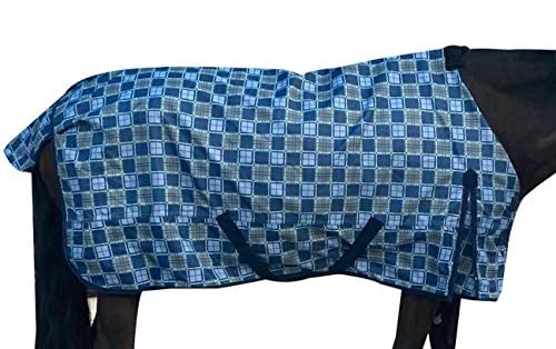 Jyuiipcz Pferdedecke, 1200D wasserdicht, für den Winter, warm, Pferdeteppich, Standardhals-Pflegedecke, Himmelblau 74, Blau kariert 76 Jyuiipcz Pferdedecke, 1200D wasserdicht, für den Winter, warm, Pferdeteppich, Standardhals-Pflegedecke, Himmelblau 74, Blau kariert 76 von Jyuiipcz