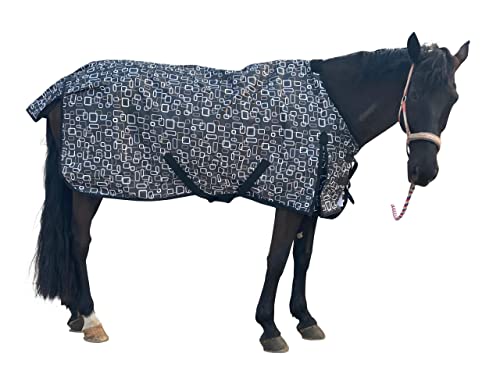 Jyuiipcz Pferdedecke, 1200D wasserdicht, für den Winter, warm, Pferdeteppich, Standardhals-Pflegedecke, Himmelblau 74, Schwarz Quadrat 68 Jyuiipcz Pferdedecke, 1200D wasserdicht, für den Winter, warm, Pferdeteppich, Standardhals-Pflegedecke, Himmelblau 74, Schwarz Quadrat 68 von Jyuiipcz