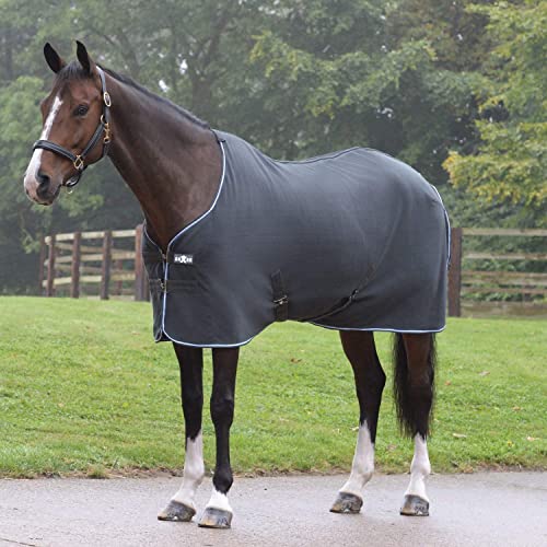 Jyuiipcz Pferdedecke für den Winter, winddicht, Polarfleece, Standard-Hals, Pferdepflegedecke (Blau/Marineblau/Beere, 152 cm), Grau/Blau/Weiß, 72 von Jyuiipcz