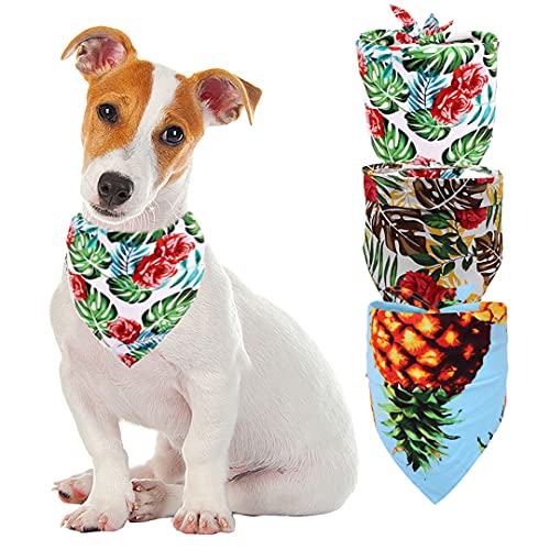 Halstücher für Hunde, dreieckig, Lätzchen, Halstuch, hawaiianische Blume, Ananas, Urlaubsdekoration, 3 Stück von K ERATISNIK