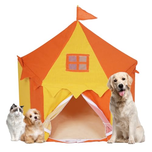Katzenprinzessin Zelt Haus – Haustier Hund Tipi Tragbares Zelt, großes Höhlenbett für Katzen und kleine Hunde Indoor Outdoor (Gelb) von K ERATISNIK
