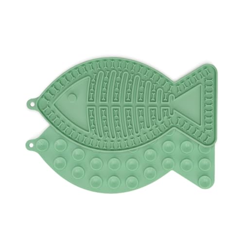 Langsame Futtermatte für Katzen in Fischform, lustige Alternative zu einem langsamen Futternapf oder -napf, perfekt für Futter, Leckereien und Angstlinderung (Grün) von K ERATISNIK
