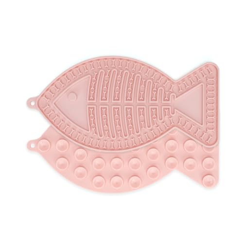 Langsame Futtermatte für Katzen in Fischform, lustige Alternative zu einem langsamen Futternapf oder -napf, perfekt für Futter, Leckereien und Angstlinderung (Rosa) von K ERATISNIK