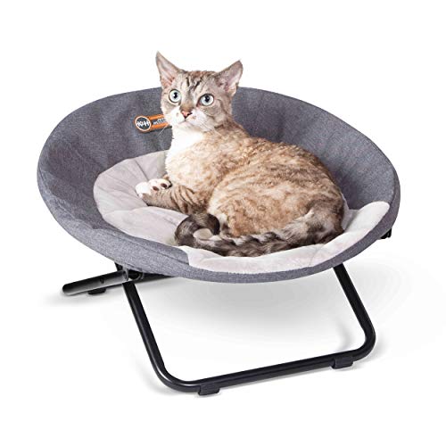 K&H PET PRODUCTS Cozy Cot Erhöhtes Haustierbett, Geschirrstuhl für Hunde und Katzen, maschinenwaschbar, Grau, klein 48 cm von K&H PET PRODUCTS