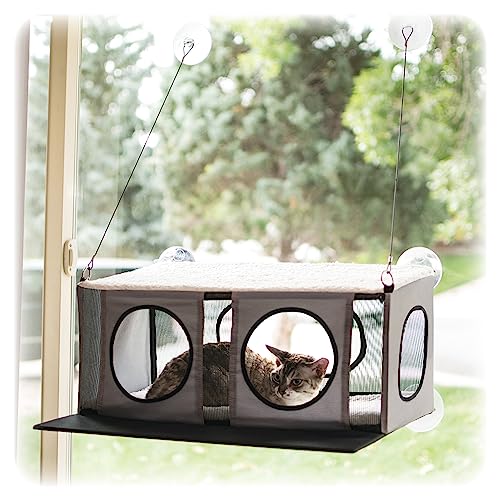 K&H Pet Products EZ Mount Penthouse Fensterbank Katzenbett, Katzenhängematte für Fenster Katzenstange Katzenregal, Stabile Katzenfensterstange für große Katzen, Katzenfensterbett Katzenmöbel, von K&H Pet Products