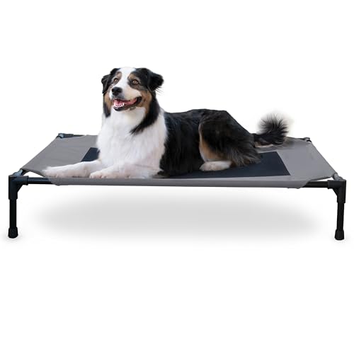 K&H Pet Products Erhöhtes Hundebett für den Außenbereich, atmungsaktiv, kühlend, erhöhtes Kinderbett, Hängematte für große Hunde, waschbarer Netzbezug, erhöhter Metallrahmen, zusammenklappbar, von K&H