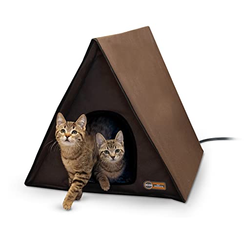 K&H PET PRODUCTS Multi-Kitty Katzenhaus mit A-Rahmen, beheizt, 89 x 50 x 50 cm, Schokoladenbraun von K&H PET PRODUCTS