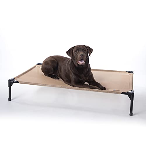 K&H Pet Products Erhöhtes Hundebett, kühlendes Hochbett mit wasserfestem, atmungsaktivem Netzbezug für große Hunde, tragbar, robuster Metallrahmen, Hängematten-Stil, Größe L, Hellbraun K&H Pet Products Erhöhtes Hundebett, kühlendes Hochbett mit wasserfestem, atmungsaktivem Netzbezug für große Hunde, tragbar, robuster Metallrahmen, Hängematten-Stil, Größe L, Hellbraun von K&H
