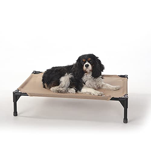 K&H Pet Products Erhöhtes Outdoor-Hundebett, erhöhtes Kühlbett mit waschbarem, atmungsaktivem Netzgewebe für mittelgroße Hunde, tragbares erhöhtes Plattform-Haustierbett, robuster Metallrahmen, von K&H