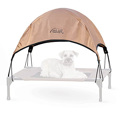 K&H PET PRODUCTS Pet Cot Shade Canopy for Elevated Outside Dog Beds, Dog Sun Umbrella Canopy for Dog Cots (Cots Sold Separately), Tan, Medium 32 X 25 Inches von K&H PET PRODUCTS