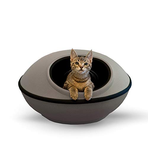 K&H PET PRODUCTS Thermo-Kitty Mod Dream Pod Katzenbett für große Katzen, Indoor-Katzenhöhle, Katzenmatte, Versteck für kleine oder große Katzen und Kätzchen, unbeheizt, grau/schwarz, 55,9 cm von K&H PET PRODUCTS