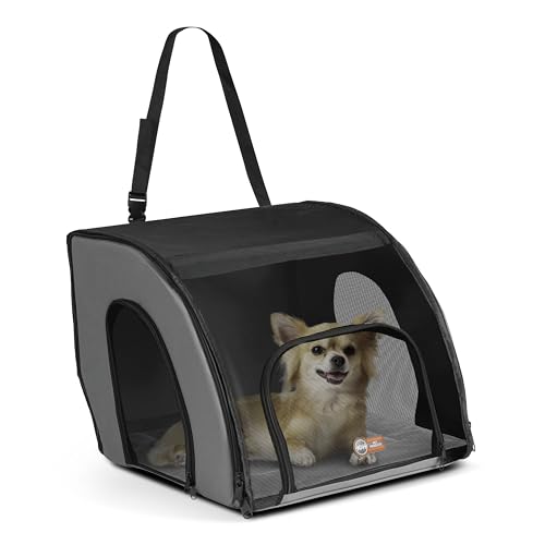 K&H PET Products Reise-Sicherheitstasche für Haustiere, Hundebox für Autoreisen, weiche Seitentasche für Katzen und kleine Hunde, tragbare Autositz-Zwinger, grau/schwarz, klein, 43,2 x 40,6 x 38,1 cm von K&H