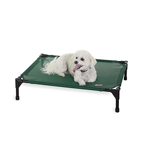 K&H PET PRODUCTS Erhöhtes Outdoor-Hundebett, erhöhtes Kühlbett mit waschbarem, atmungsaktivem Netzgewebe für mittelgroße Hunde, tragbares erhöhtes Plattform-Haustierbett, robuster Metallrahmen, von K&H PET PRODUCTS