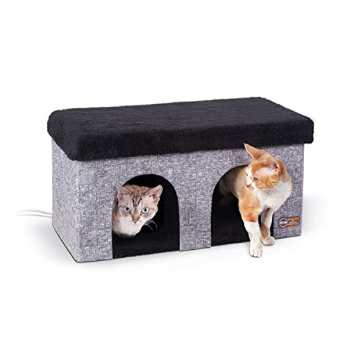 K&H Pet Products Thermo-Kitty Duplex Indoor Heated Cat House Classy Gray 12 X 24 X 12 von K&H Pet Products