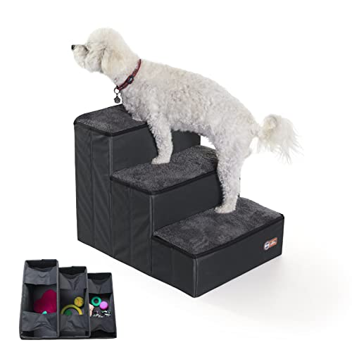 K&H Pet Products Faltbare Haustiertreppe mit Stauraum für Hunde und Katzen, Anthrazit/Grau, 3 Treppen von K&H Pet Products