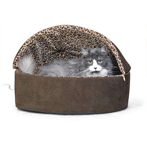 K&H Pet Products Thermo-Kitty Beheiztes Haustierbett, Mokka/Leopardenmuster, 50,8 cm von K&H Pet Products