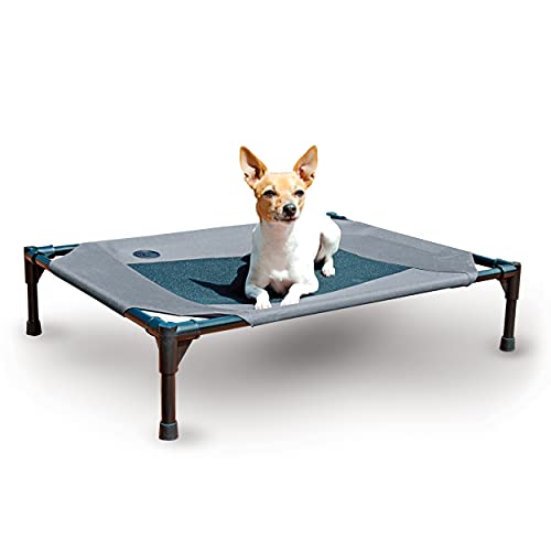 K&H Pet Products Kühlendes erhöhtes Bett mit waschbarem, atmungsaktivem Netz, rutschfeste Gummifüße, tragbares Hundebett, für drinnen und draußen, Mittelgrau/schwarzes Netzgewebe K&H Pet Products Kühlendes erhöhtes Bett mit waschbarem, atmungsaktivem Netz, rutschfeste Gummifüße, tragbares Hundebett, für drinnen und draußen, Mittelgrau/schwarzes Netzgewebe von K&H